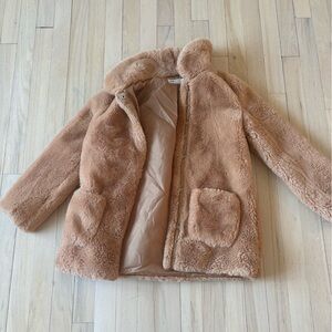 Zara Kids Tan Fuzzy Puffer Jacket